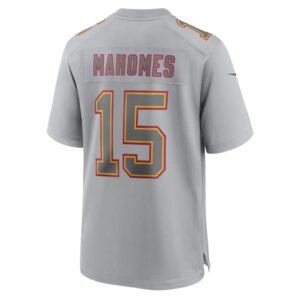 Men's Kansas City Chiefs Patrick Mahomes Nike Gray Super Bowl LVII Patch Atmosphere Fashion Game Jersey