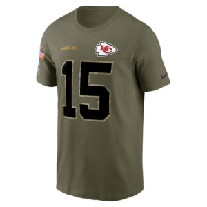 Men's Kansas City Chiefs Patrick Mahomes Nike Olive 2022 Salute To Service Name & Number T-Shirt