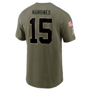 Men's Kansas City Chiefs Patrick Mahomes Nike Olive 2022 Salute To Service Name & Number T-Shirt