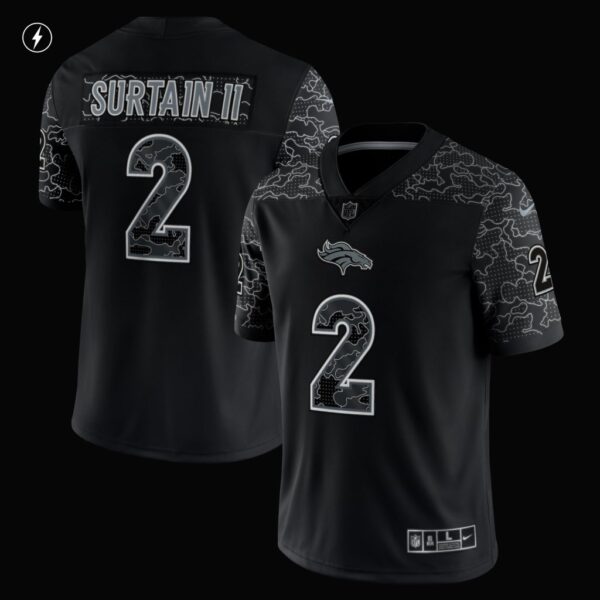 Men's Denver Broncos Patrick Surtain II Nike Black RFLCTV Limited Jersey