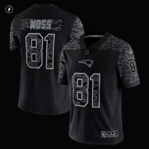 Men's New England Patriots Randy Moss Nike Black Retired Player RFLCTV Limited Jersey