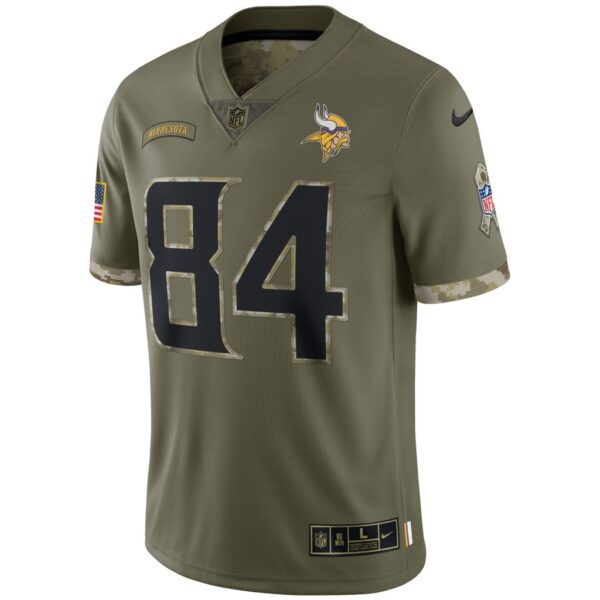 Men's Minnesota Vikings Randy Moss Nike Olive 2022 Salute To Service Retired Player Limited Jersey