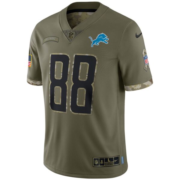 Men's Detroit Lions T.J. Hockenson Nike Olive 2022 Salute To Service Limited Jersey