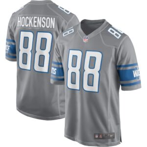 Men's Detroit Lions T.J. Hockenson Nike Silver Game Jersey