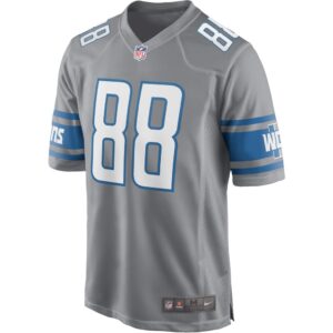 Men's Detroit Lions T.J. Hockenson Nike Silver Game Jersey