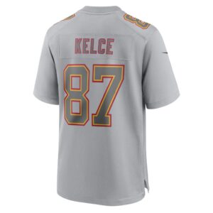 Men's Kansas City Chiefs Travis Kelce Nike Gray Super Bowl LVII Patch Atmosphere Fashion Game Jersey