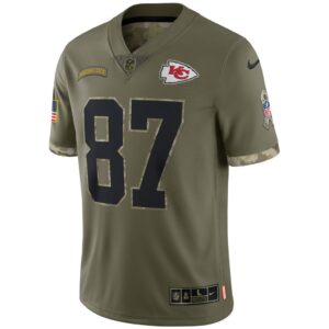 Men's Kansas City Chiefs Travis Kelce Nike Olive 2022 Salute To Service Limited Jersey