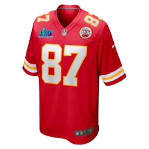 Men's Kansas City Chiefs Travis Kelce Nike Red Super Bowl LVII Patch Game Jersey