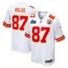 Men's Kansas City Chiefs Travis Kelce Nike White Super Bowl LVII Patch Away Game Jersey