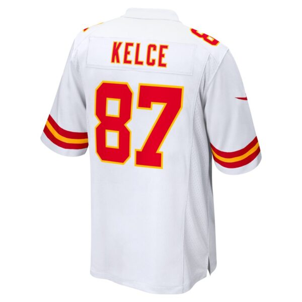 Men's Kansas City Chiefs Travis Kelce Nike White Super Bowl LVII Patch Away Game Jersey