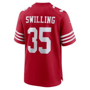 Men's San Francisco 49ers Tre Swilling Nike Scarlet Team Game Jersey