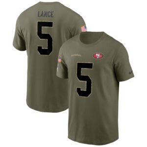 Men's San Francisco 49ers Trey Lance Nike Olive 2022 Salute To Service Name & Number T-Shirt