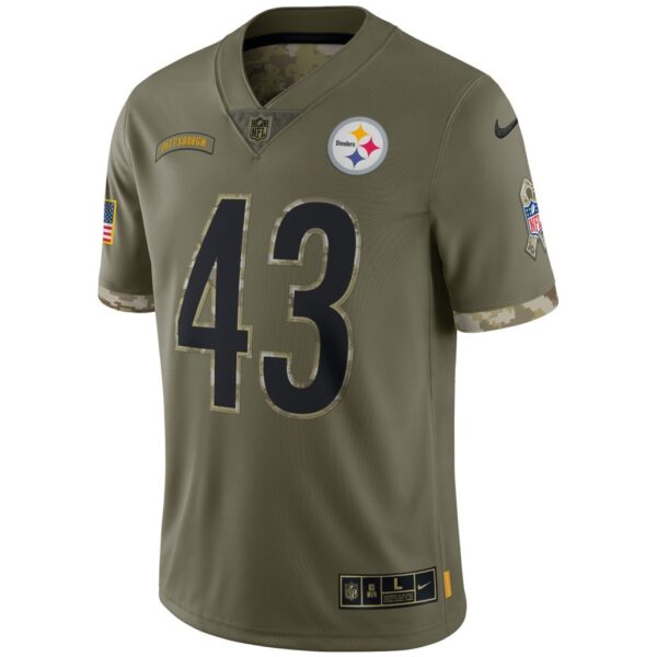 Men's Pittsburgh Steelers Troy Polamalu Nike Olive 2022 Salute To Service Retired Player Limited Jersey