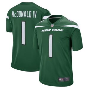 Men's New York Jets Will McDonald IV Nike Gotham Green 2023 NFL Draft First Round Pick Game Jersey