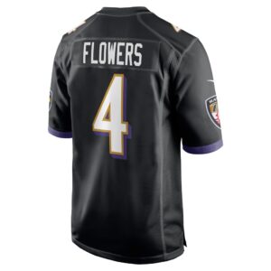 Men's Baltimore Ravens Zay Flowers Nike Black Team Game Jersey