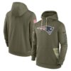 Men's New England Patriots Nike Olive 2022 Salute to Service Therma Performance Pullover Hoodie