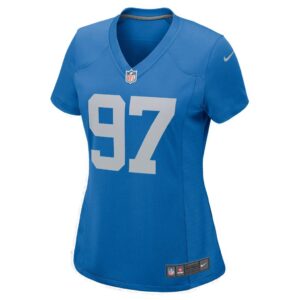 Women's Detroit Lions Aidan Hutchinson Nike Blue 2022 NFL Draft First Round Pick Game Jersey