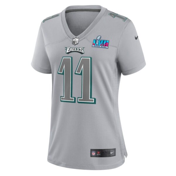 Women's Philadelphia Eagles A.J. Brown Nike Gray Super Bowl LVII Patch Atmosphere Fashion Game Jersey