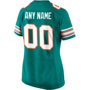 Miami Dolphins Nike Women's Alternate Custom Game Jersey - Aqua