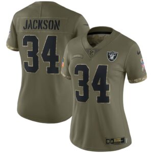 Women's Las Vegas Raiders Bo Jackson Nike Olive 2022 Salute To Service Retired Player Limited Jersey