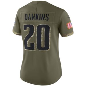 Women's Philadelphia Eagles Brian Dawkins Nike Olive 2022 Salute To Service Retired Player Limited Jersey