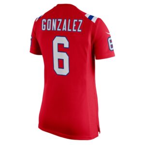 Christian Gonzalez New England Patriots Nike Women's Alternate Team Game Jersey - Red