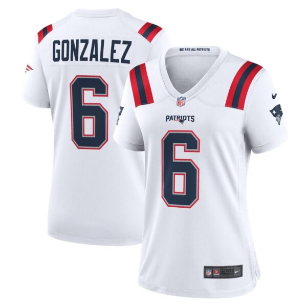 Christian Gonzalez New England Patriots Nike Women's Game Jersey - White