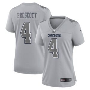 Women's Dallas Cowboys Dak Prescott Nike Gray Atmosphere Fashion Game Jersey