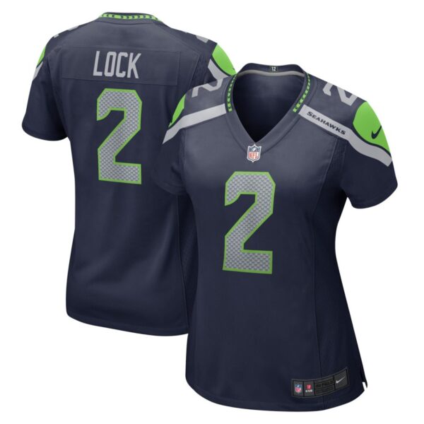 Women's Seattle Seahawks Drew Lock Nike College Navy Game Jersey