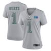 Women's Philadelphia Eagles Jalen Hurts Nike Gray Super Bowl LVII Patch Atmosphere Fashion Game Jersey