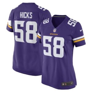 Women's Minnesota Vikings Jordan Hicks Nike Purple Game Player Jersey