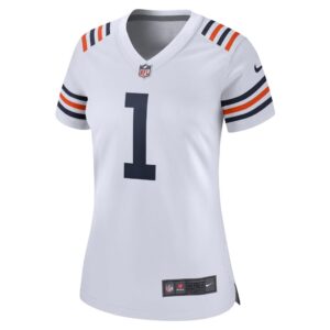 Women's Chicago Bears Justin Fields Nike White 2021 NFL Draft First Round Pick Alternate Classic Game Jersey