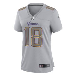 Women's Minnesota Vikings Justin Jefferson Nike Gray Atmosphere Fashion Game Jersey