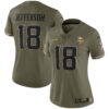 Women's Minnesota Vikings Justin Jefferson Nike Olive 2022 Salute To Service Limited Jersey