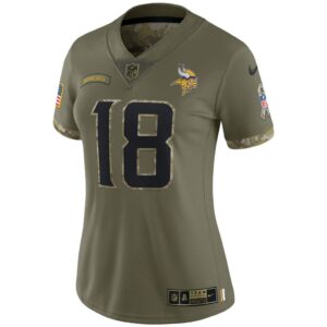 Women's Minnesota Vikings Justin Jefferson Nike Olive 2022 Salute To Service Limited Jersey