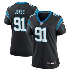 Women's Carolina Panthers Kobe Jones Nike Black Team Game Jersey