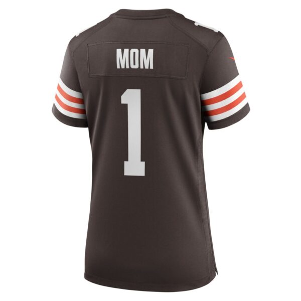 Women's Cleveland Browns Number 1 Mom Nike Brown Game Jersey