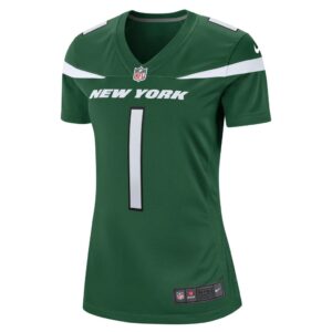 Women's New York Jets Number 1 Mom Nike Gotham Green Game Jersey