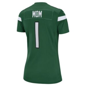 Women's New York Jets Number 1 Mom Nike Gotham Green Game Jersey