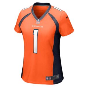 Women's Denver Broncos Number 1 Mom Nike Orange Game Jersey