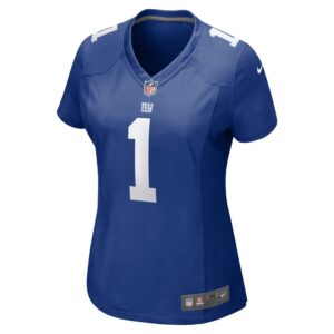 Women's New York Giants Number 1 Mom Nike Royal Game Jersey