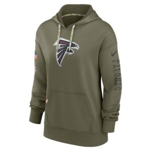 Women's Atlanta Falcons Nike Olive 2022 Salute To Service Performance Pullover Hoodie