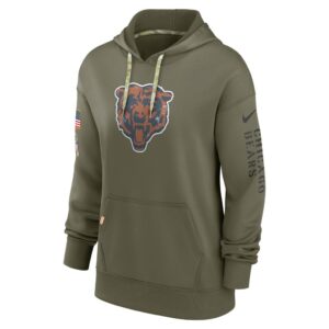 Women's Chicago Bears Nike Olive 2022 Salute To Service Performance Pullover Hoodie