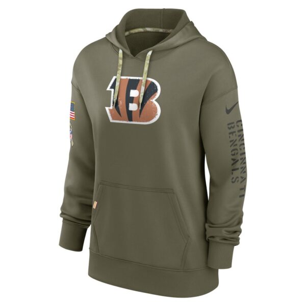 Women's Cincinnati Bengals Nike Olive 2022 Salute To Service Performance Pullover Hoodie