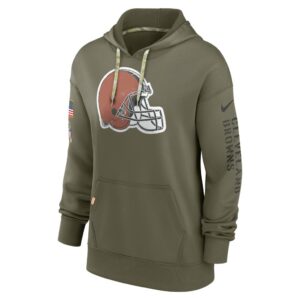 Women's Cleveland Browns Nike Olive 2022 Salute To Service Performance Pullover Hoodie