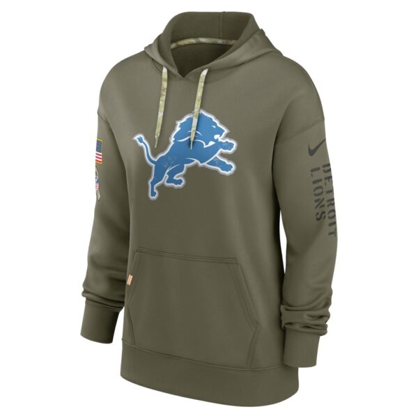 Women's Detroit Lions Nike Olive 2022 Salute To Service Performance Pullover Hoodie