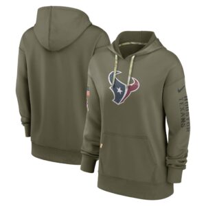 Women's Houston Texans Nike Olive 2022 Salute To Service Performance Pullover Hoodie