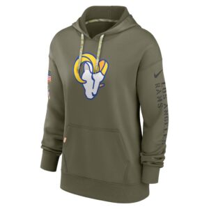 Women's Los Angeles Rams Nike Olive 2022 Salute To Service Performance Pullover Hoodie