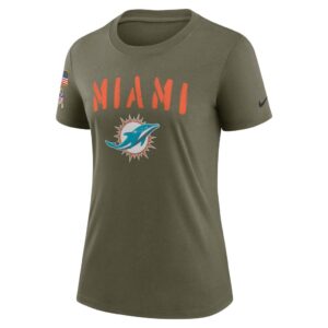 Women's Miami Dolphins Nike Olive 2022 Salute To Service Legend T-Shirt