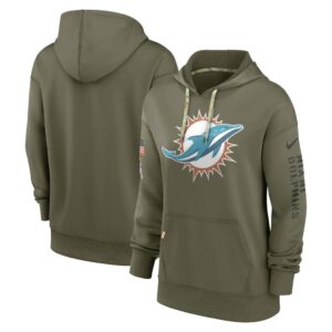 Women's Miami Dolphins Nike Olive 2022 Salute To Service Performance Pullover Hoodie